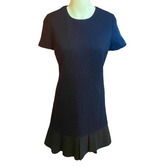 Tory Burch Quilted Jacquard Black Navy Dress M - Picture 2 of 8